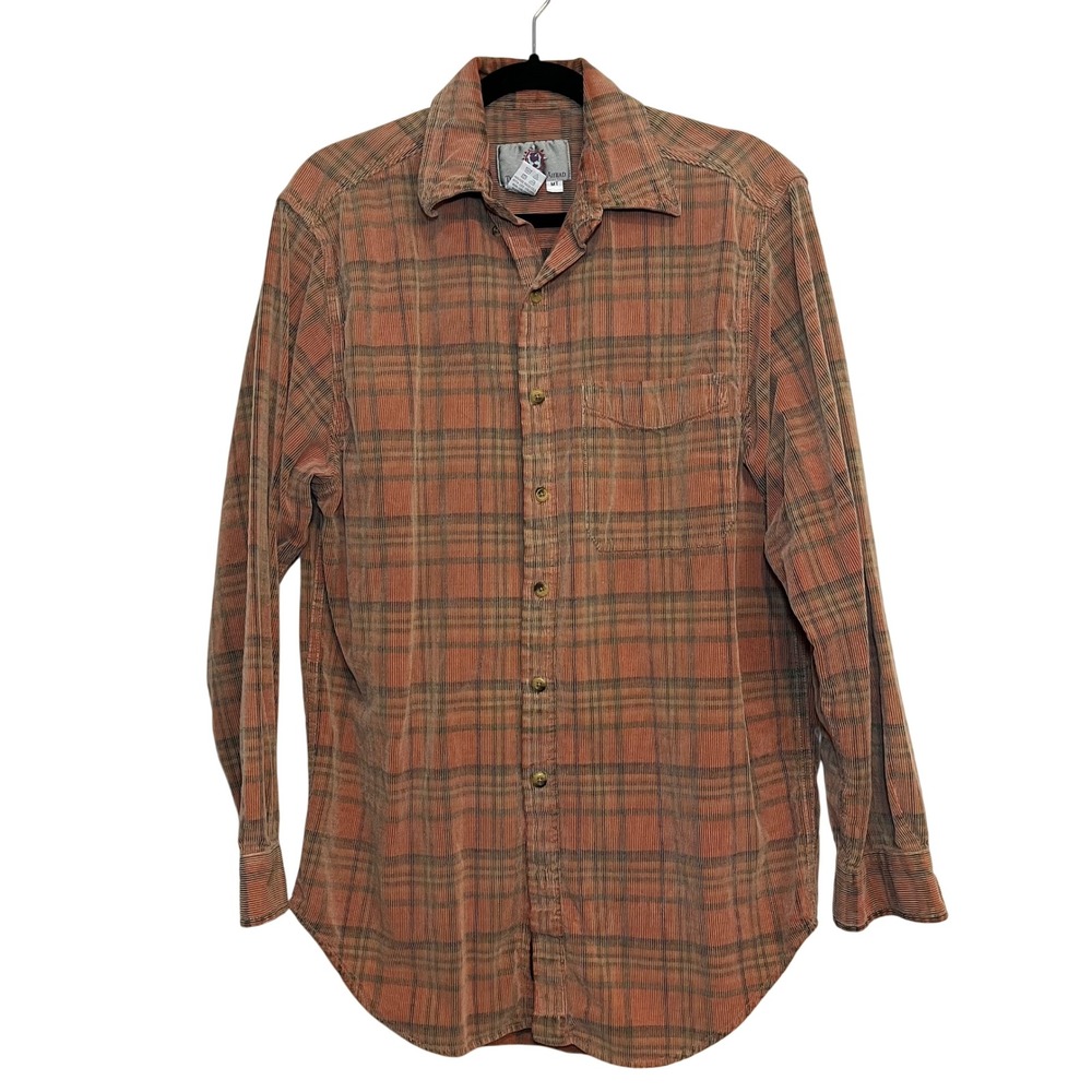 The Territory Ahead Shirt Long Sleeve Button Down Plaid Corduroy Orange Med Tall